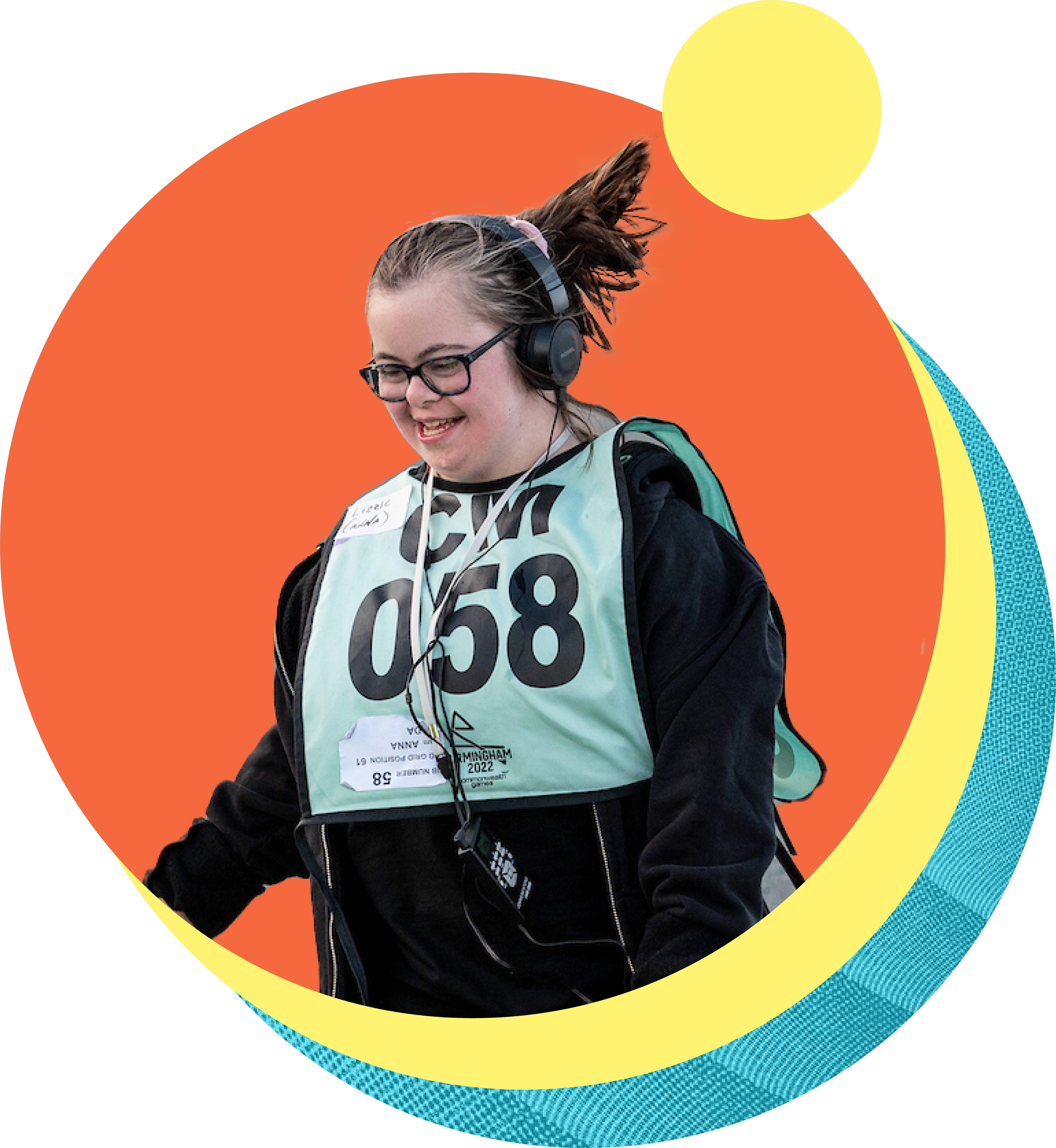 A woman running with headphones on